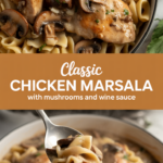 Classic chicken marsala with mushrooms and wine sauce