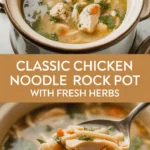 Classic chicken noodle soup crock pot with fresh herbs Classic chicken noodle soup crock pot with fresh herbs