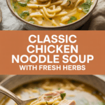 Classic chicken noodle soup with fresh herbs