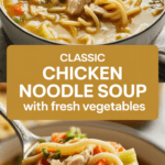 Classic chicken noodle soup with fresh vegetables Classic chicken noodle soup with fresh vegetables