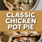 Classic chicken pot pie with creamy mushroom sauce