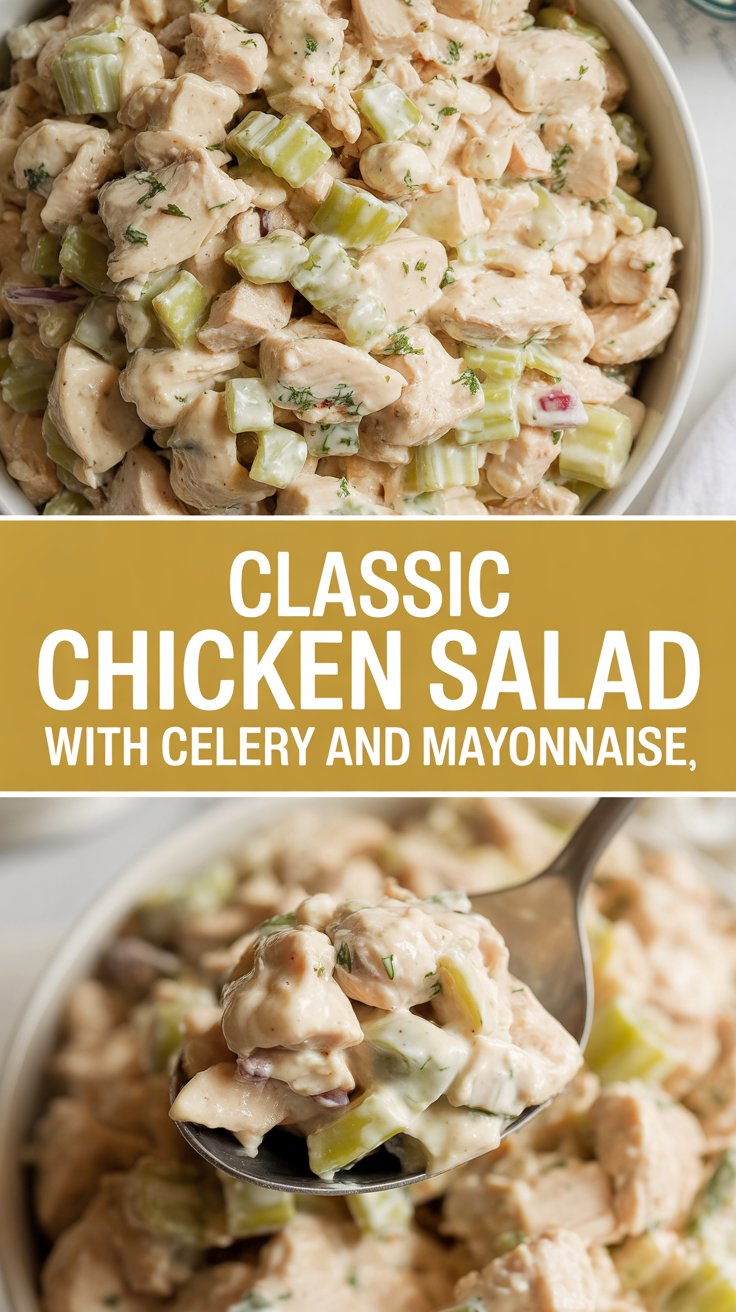 Classic chicken salad with celery and mayonnaise