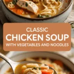 Classic chicken soup with vegetables and noodles