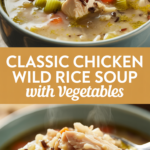 Classic chicken wild rice soup with vegetables
