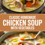Classic homemade chicken soup with vegetables
