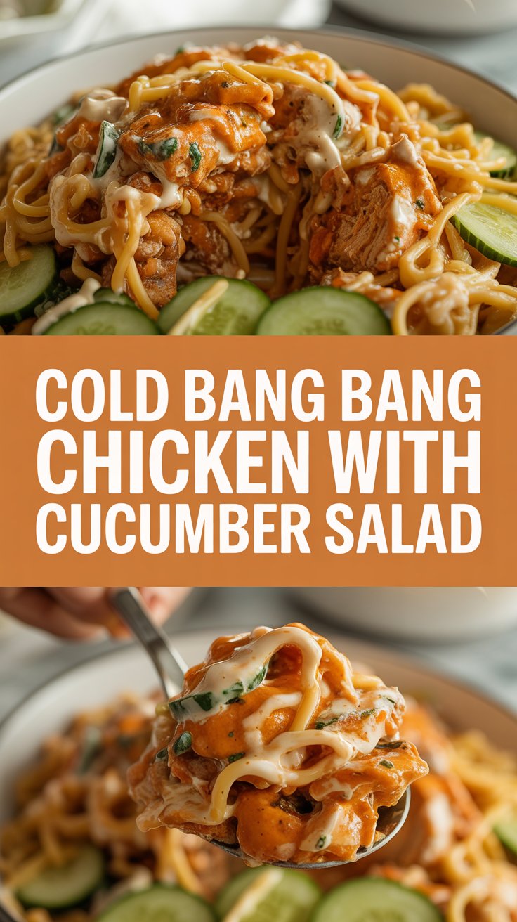 Cold bang bang chicken with cucumber salad