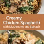 Creamy Chicken Spaghetti with Mushrooms and Spinach