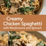 Creamy Chicken Spaghetti with Mushrooms and Spinach Creamy Chicken Spaghetti with Mushrooms and Spinach