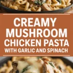 Creamy Mushroom Chicken Pasta with Garlic and Spinach Creamy Mushroom Chicken Pasta with Garlic and Spinach