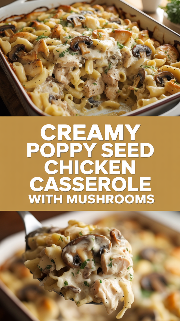 Creamy Poppy Seed Chicken Casserole with Mushrooms