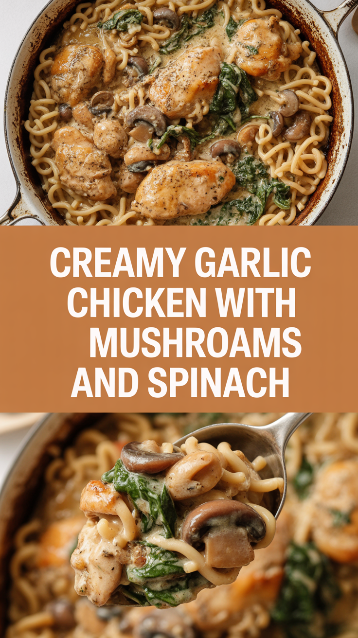 Creamy garlic chicken with mushrooms and spinach