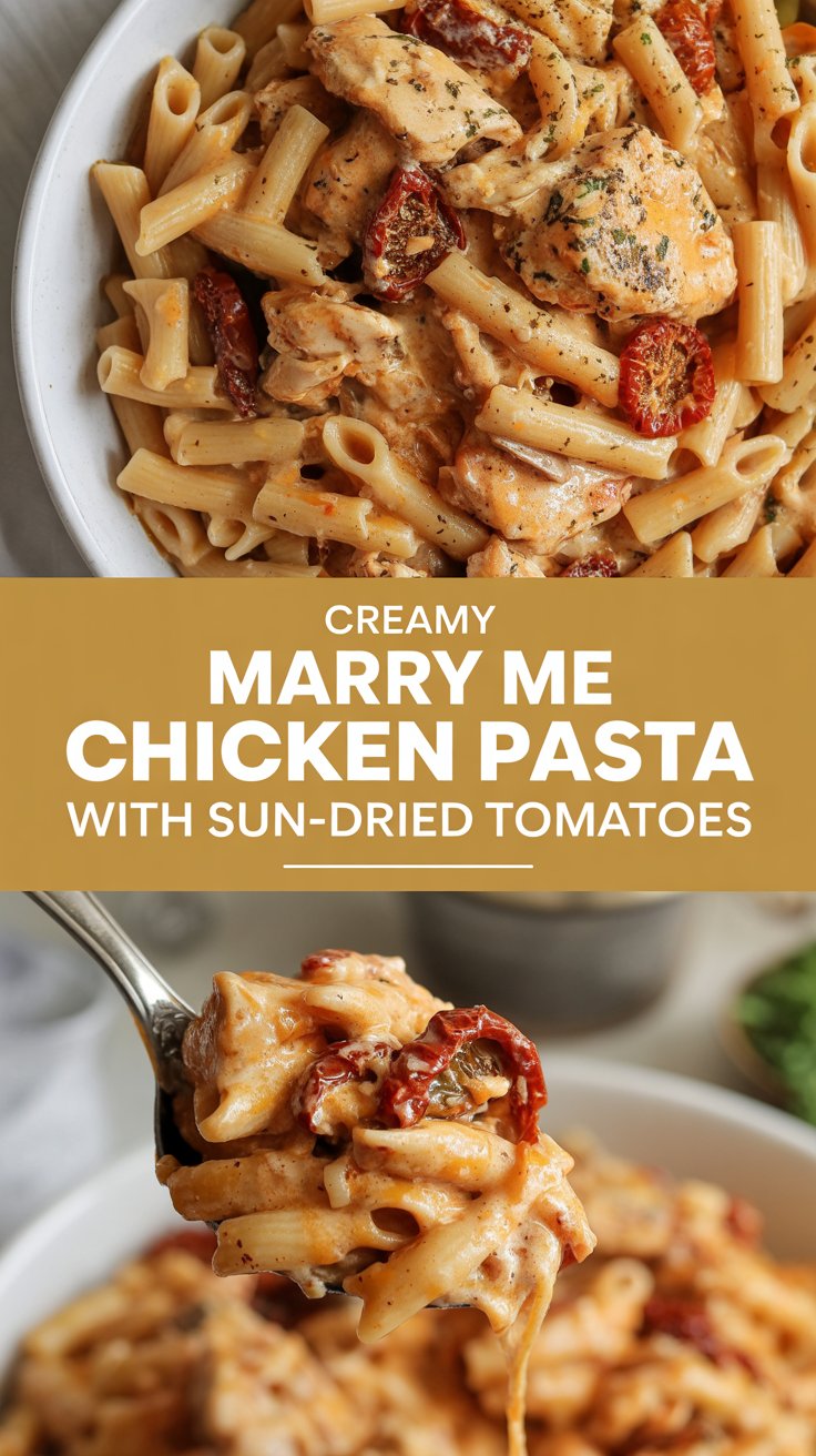 Creamy marry me chicken pasta with sun-dried tomatoes
