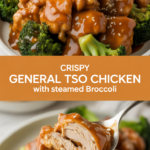 Crispy General Tso Chicken with Steamed Broccoli