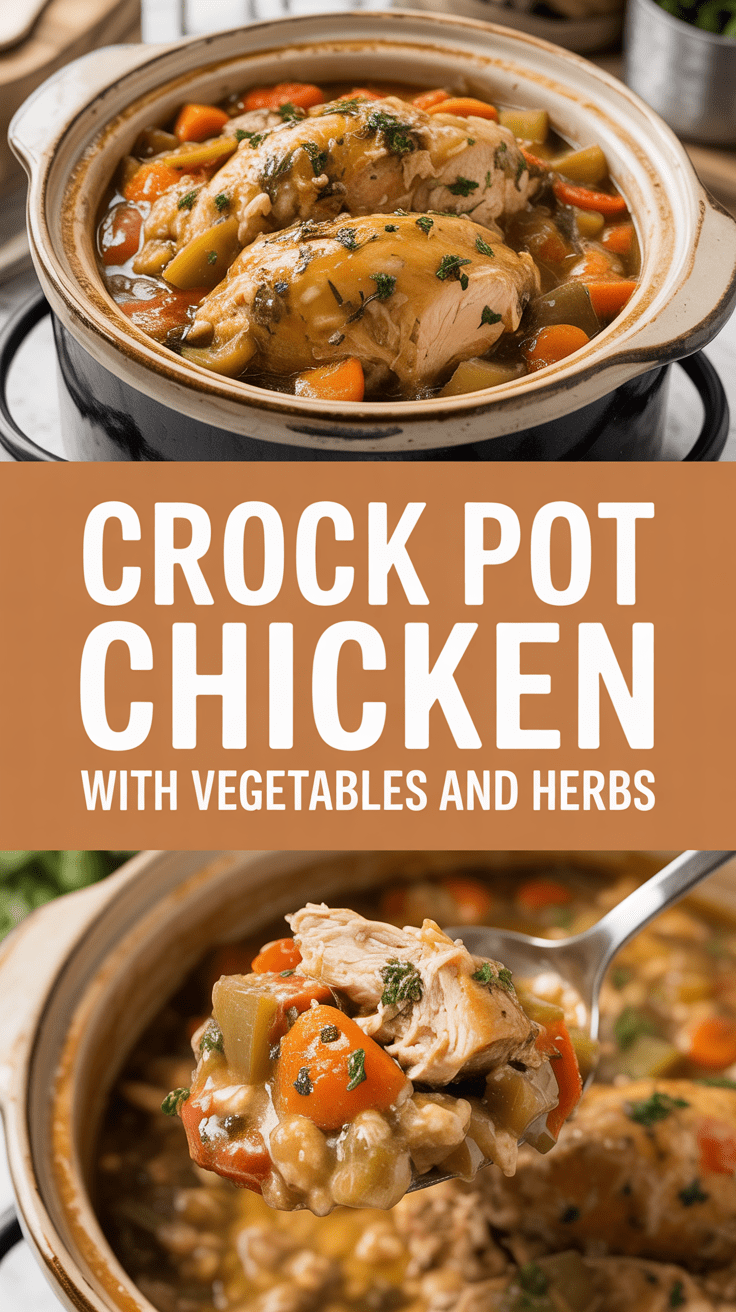 Crock pot chicken with vegetables and herbs