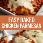 Easy baked chicken parmesan with mozzarella and marinara