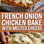 French onion chicken bake with melted cheese