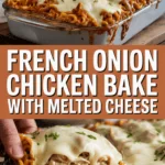 French onion chicken bake with melted cheese