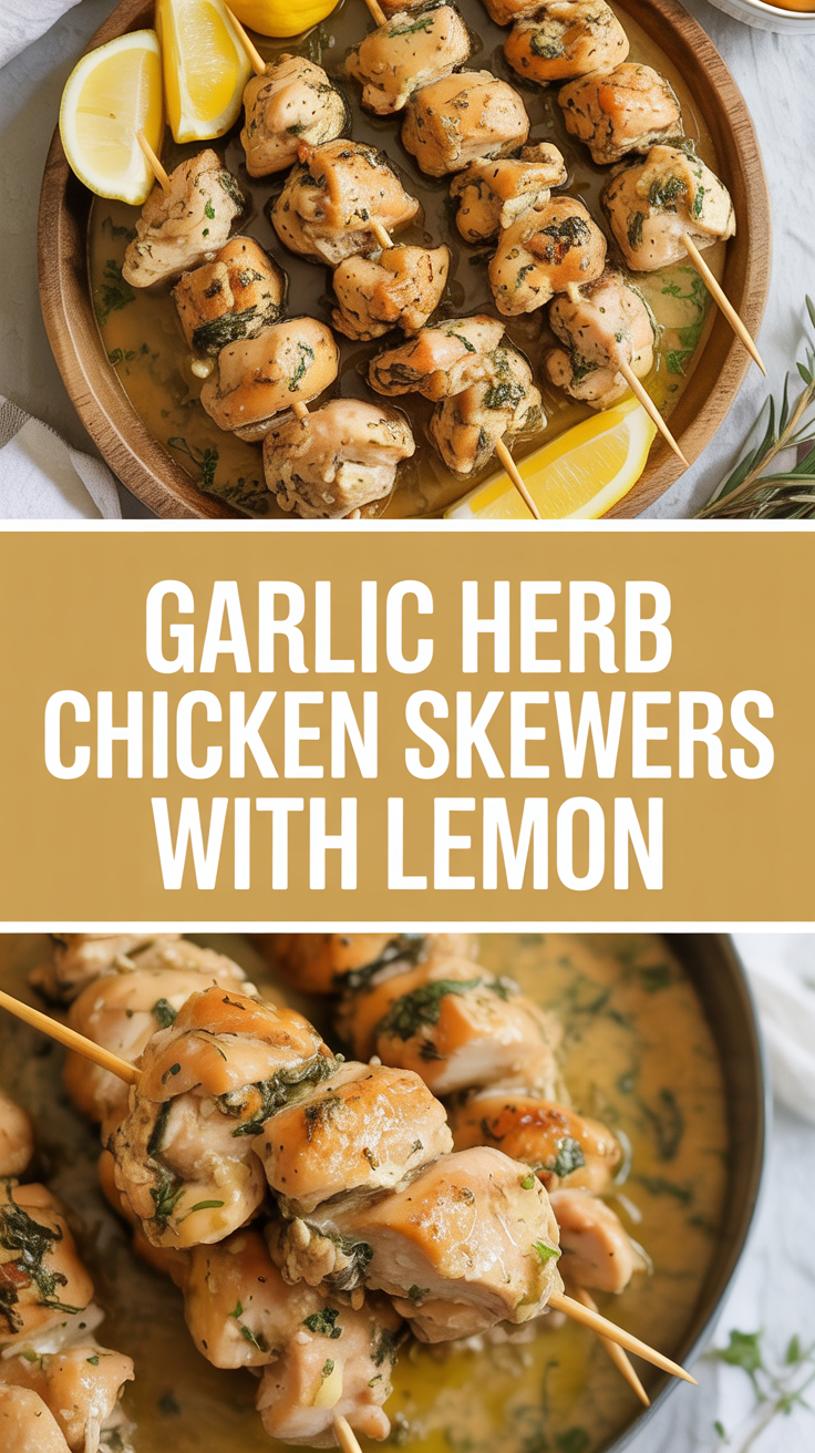 Garlic Herb Chicken Skewers with Lemon