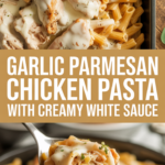 Garlic Parmesan Chicken Pasta with Creamy White Sauce Garlic Parmesan Chicken Pasta with Creamy White Sauce