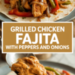 Grilled chicken fajita with peppers and onions