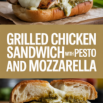 Grilled chicken sandwich with pesto and mozzarella