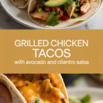 Grilled chicken tacos with avocado and cilantro salsa Grilled chicken tacos with avocado and cilantro salsa