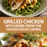 Grilled chicken with herbs from the chicken house garden