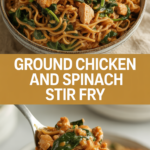 Ground chicken and spinach stir fry Ground chicken and spinach stir fry
