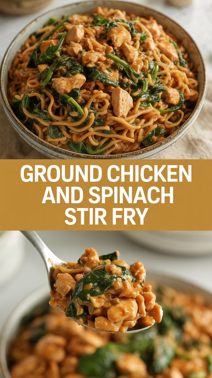Ground chicken and spinach stir fry