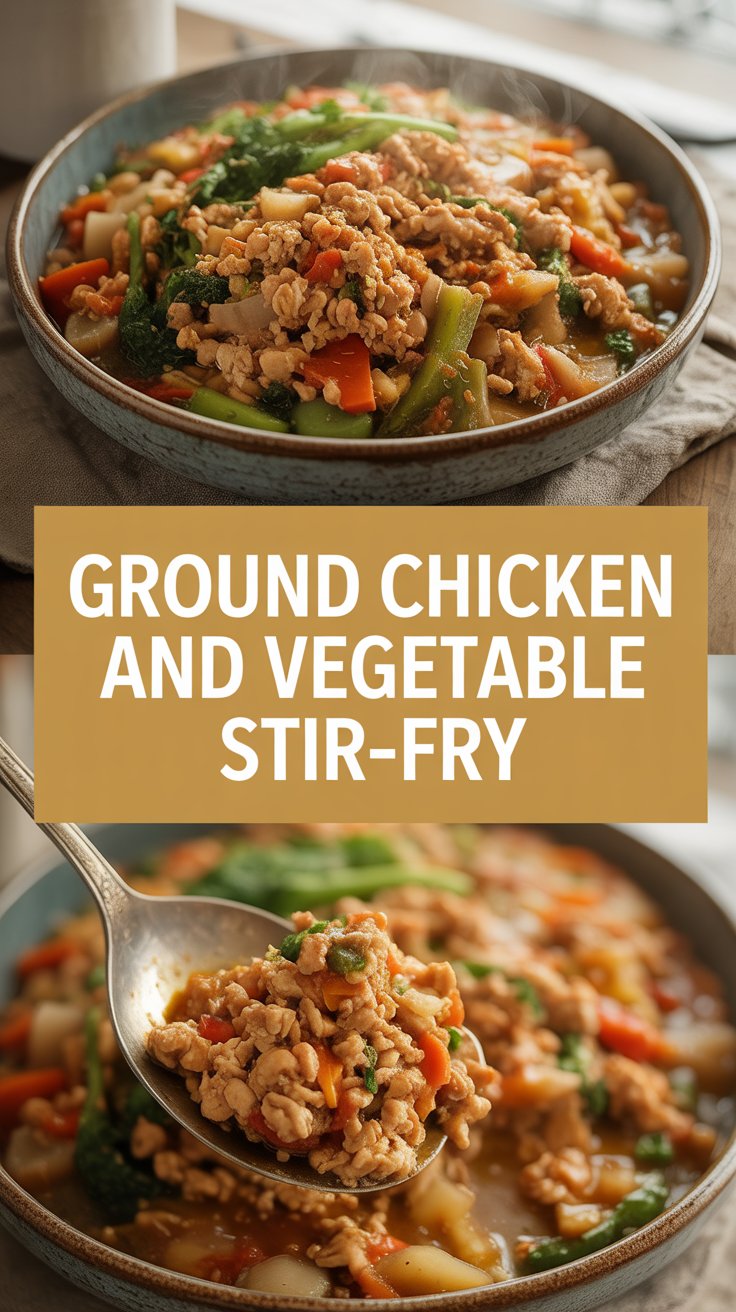 Ground chicken and vegetable stir-fry