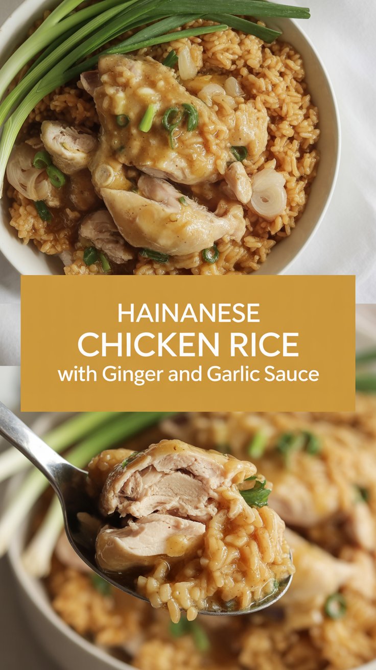 Hainanese chicken rice with ginger and garlic sauce