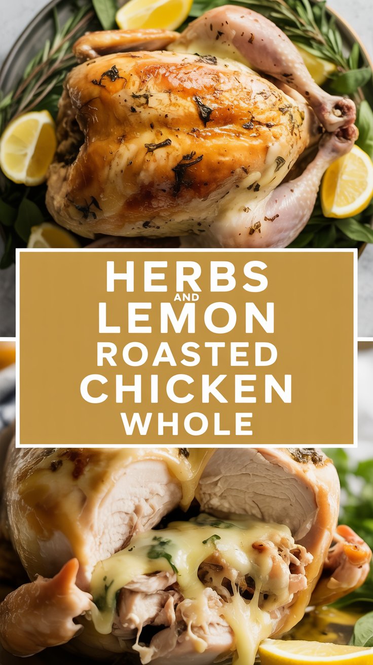 Herbs and Lemon Roasted Chicken Whole