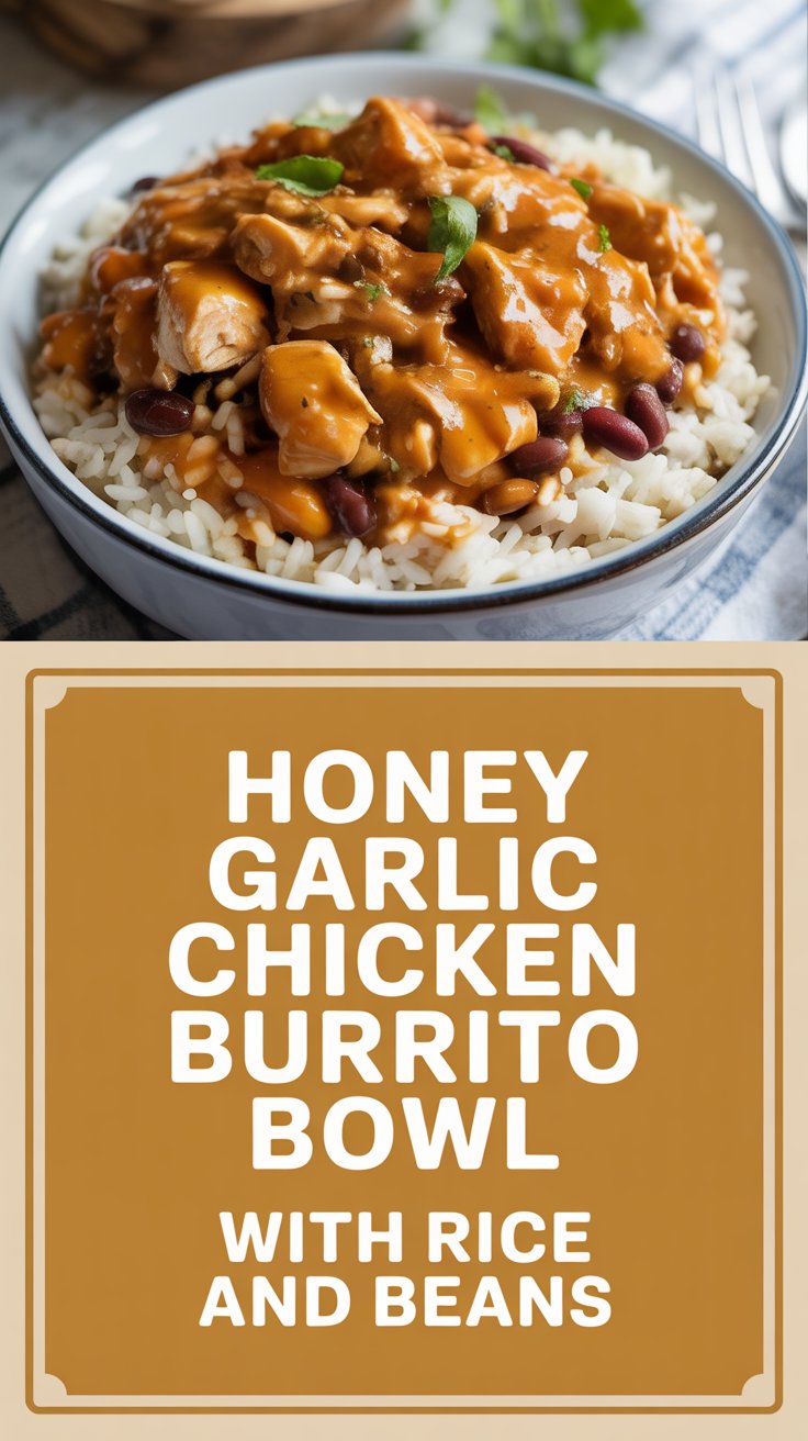 Honey Garlic Chicken Burrito Bowl with Rice and Beans
