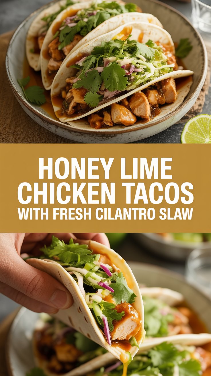 Honey Lime Chicken Tacos with Fresh Cilantro Slaw