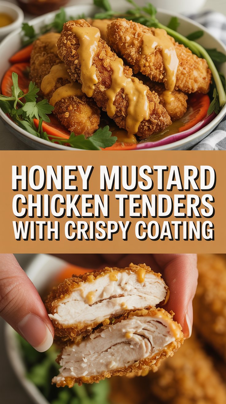 Honey mustard chicken tenders with crispy coating