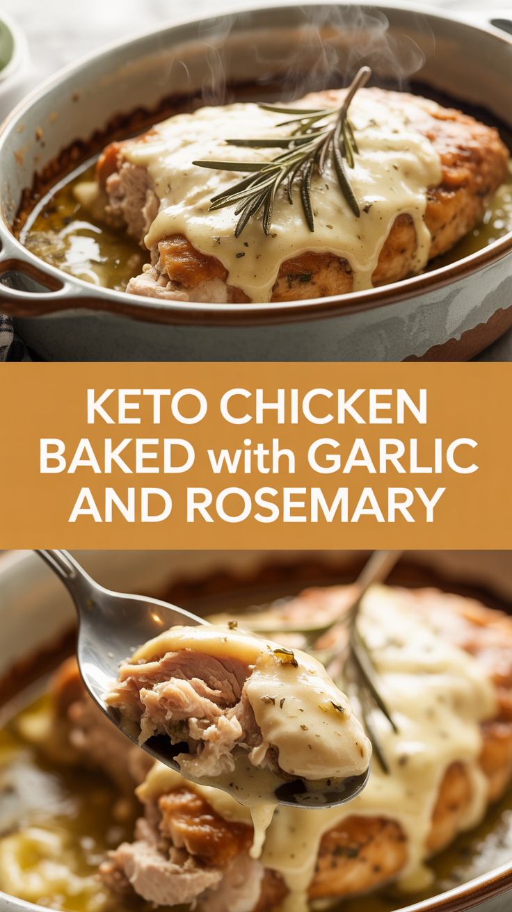 Keto chicken baked with garlic and rosemary