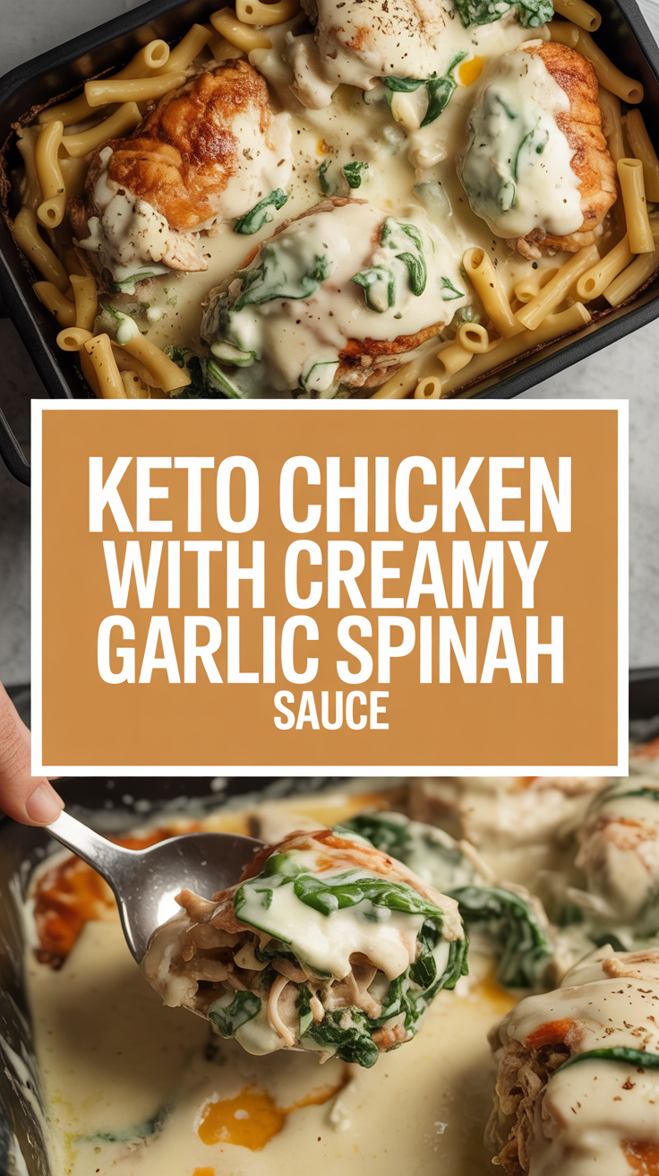 Keto chicken with creamy garlic spinach sauce