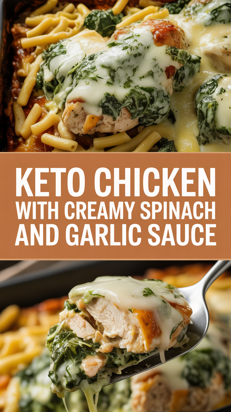 Keto chicken with creamy spinach and garlic sauce