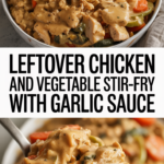 Leftover chicken and vegetable stir-fry with garlic sauce