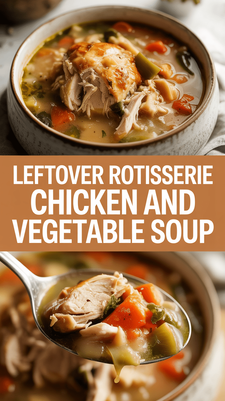 Leftover rotisserie chicken and vegetable soup