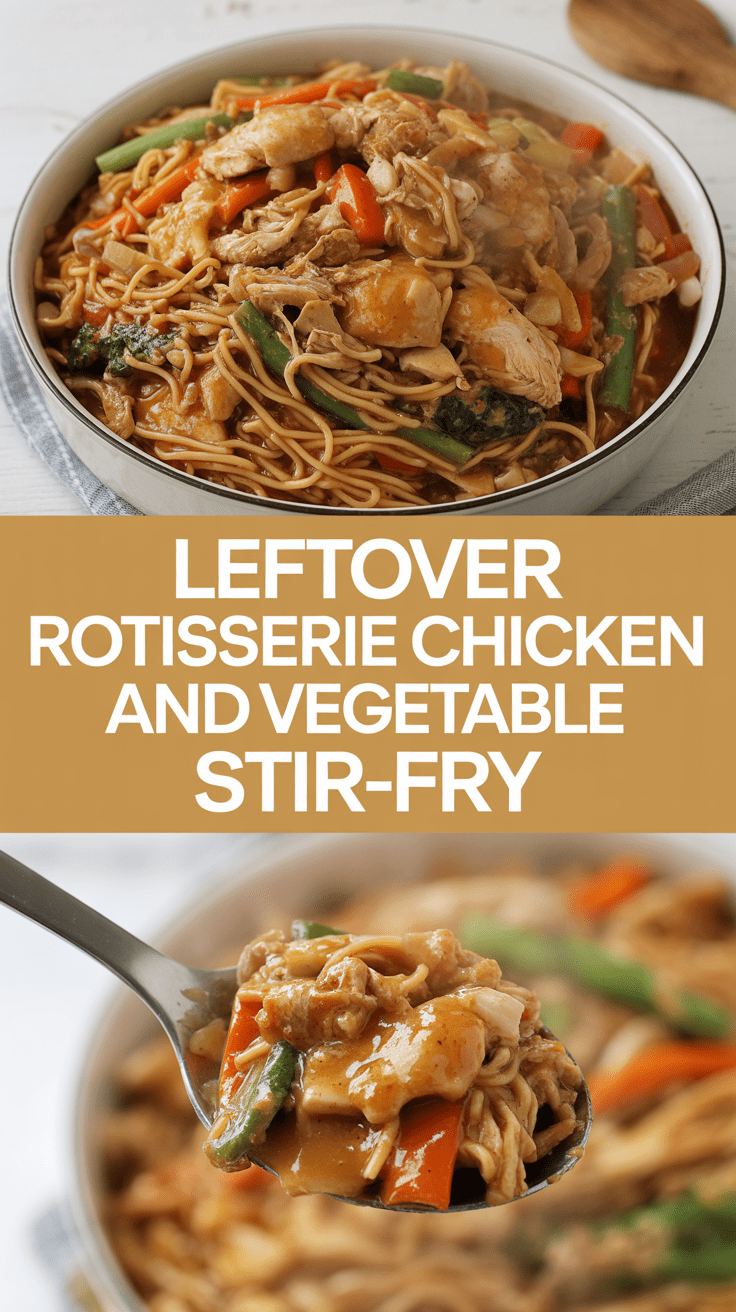 Leftover rotisserie chicken and vegetable stir-fry