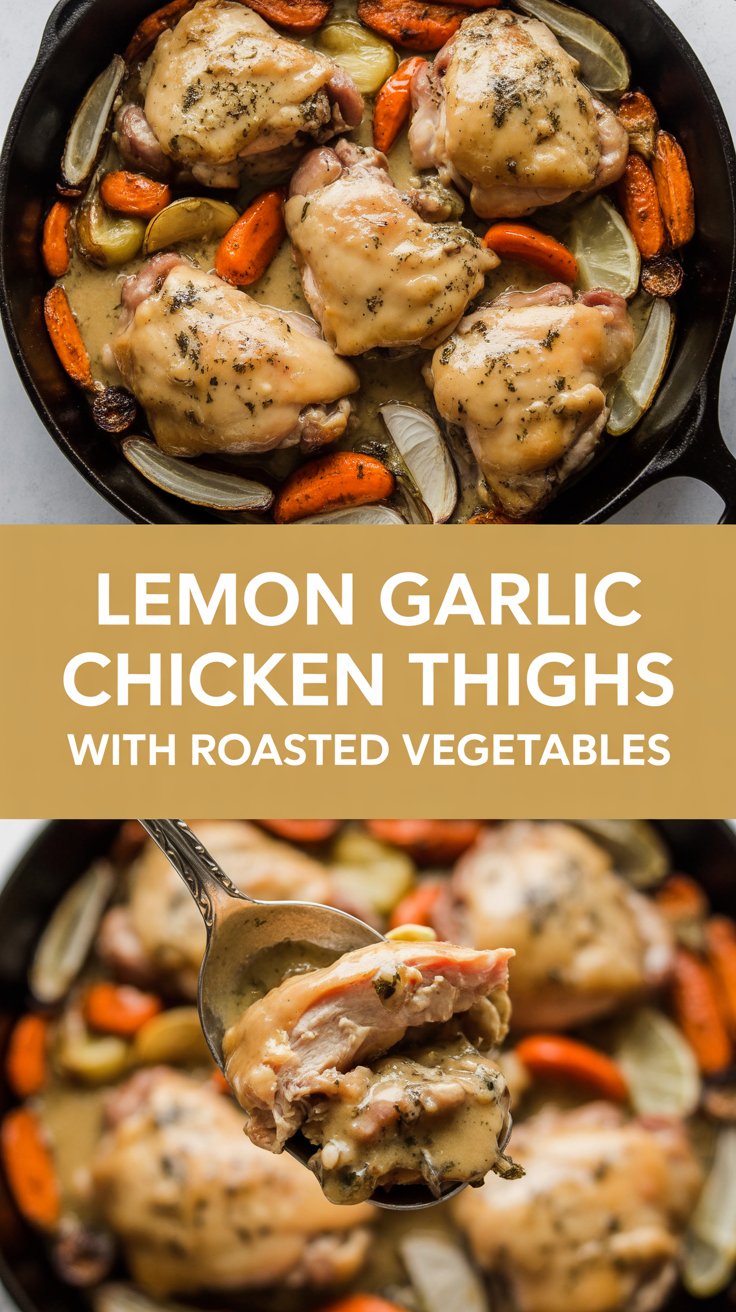 Lemon Garlic Chicken Thighs with Roasted Vegetables