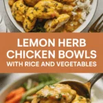 Lemon Herb Chicken Bowls with Rice and Vegetables