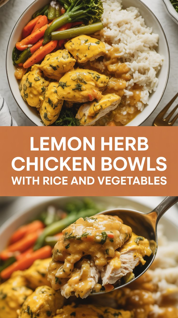 Lemon Herb Chicken Bowls with Rice and Vegetables