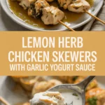 Lemon Herb Chicken Skewers with Garlic Yogurt Sauce