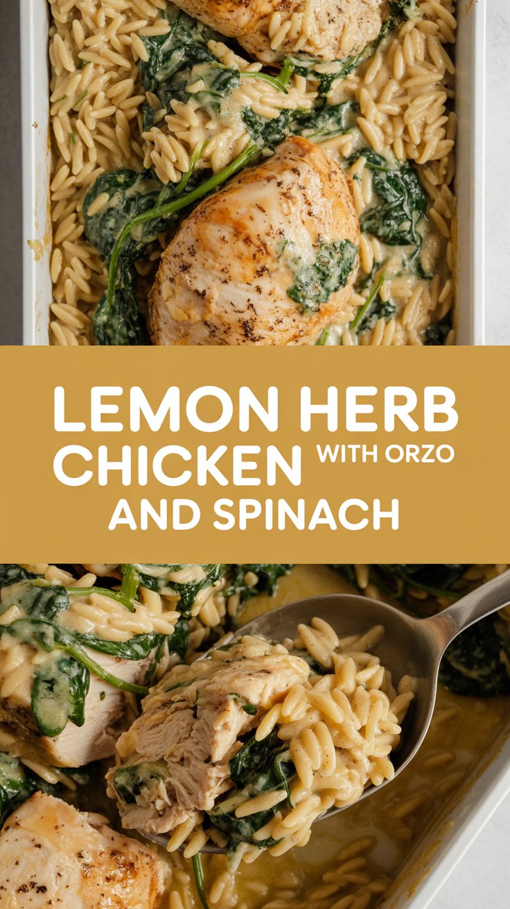 Lemon Herb Chicken with Orzo and Spinach