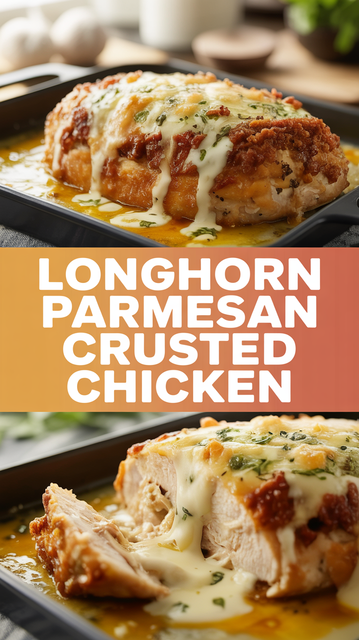 Longhorn parmesan crusted chicken with garlic butter sauce