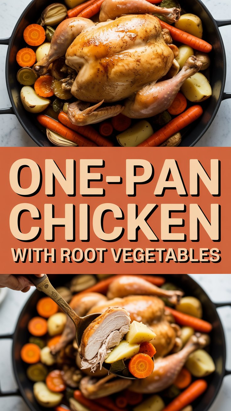 One-Pan Roast Chicken with Root Vegetables dinner ideas with chicken
