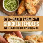 Oven-Baked Parmesan Chicken Tenders with Garlic Herb Dipping Sauce Oven-Baked Parmesan Chicken Tenders with Garlic Herb Dipping Sauce