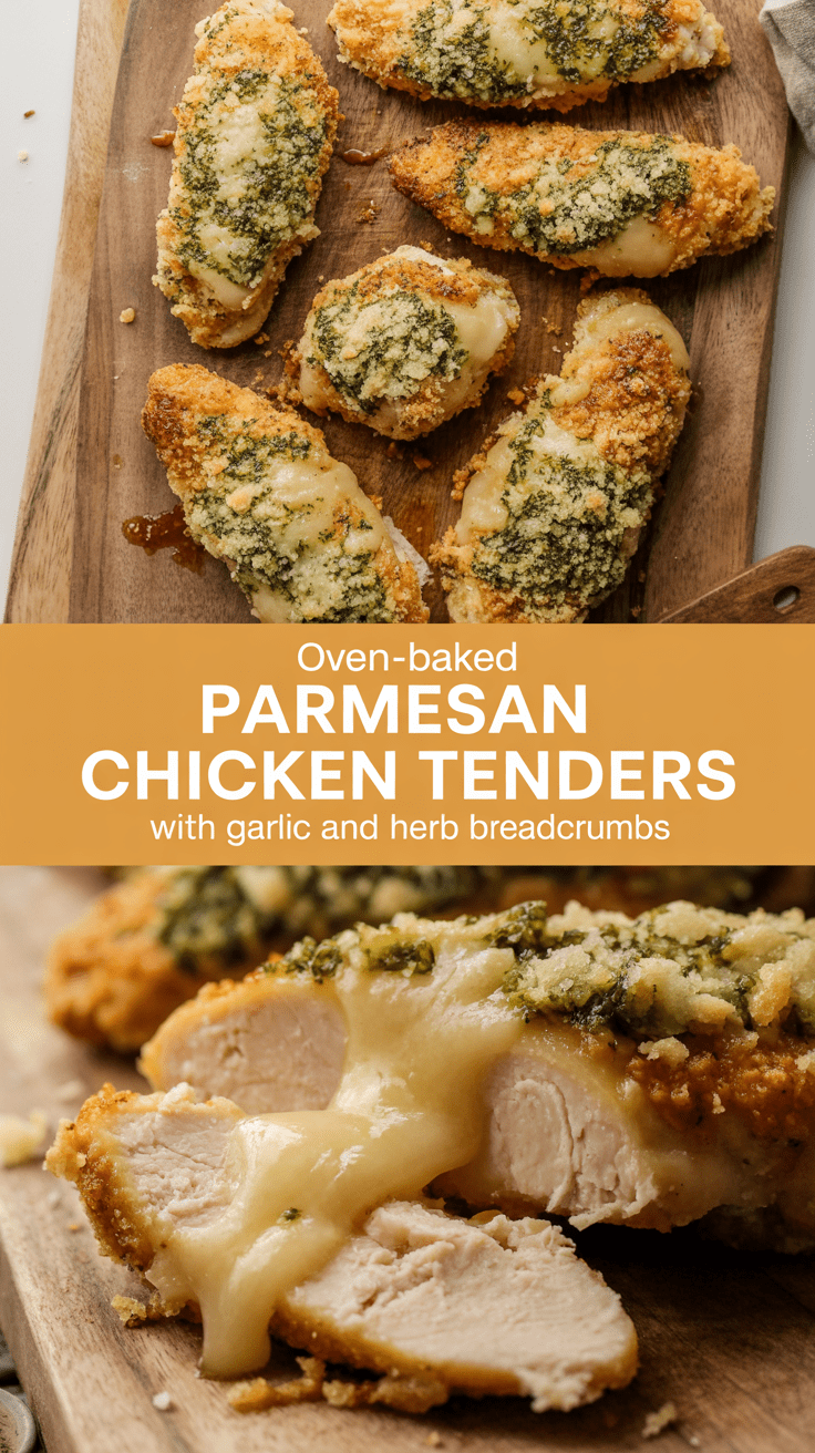 Oven-Baked Parmesan Chicken Tenders with Garlic and Herb Breadcrumbs